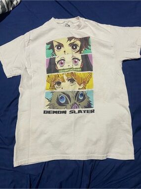 Demon Slayer White Graphic Short Sleeve Tee